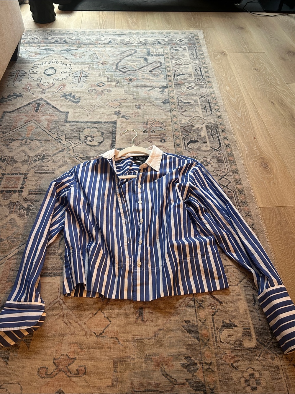 J.Crew Blue and White Striped Cotton Shirt